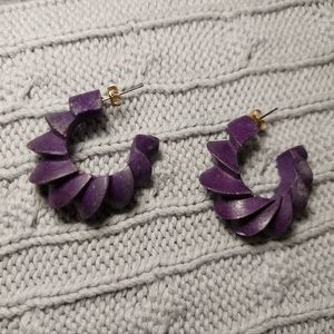 Carved Wood Post Earrings